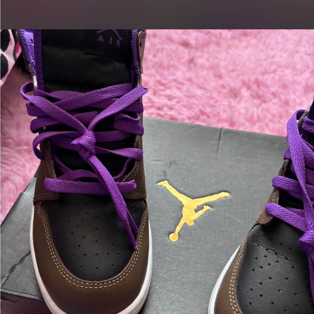 Jordan High-Top Sneakers in Purple and Brown - Picture 4 of 5